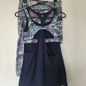 Lululemon All Sport Support Tank&Leggings  Deep Navy Iridescent DNVY/WMU